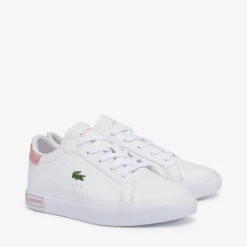 Lacoste Kids' Powercourt 0721 Trainers - White/Pink -Cheap Stepwise Footwear Store 13559423 9854935522193911