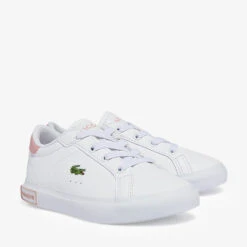 Lacoste Infant Powercourt 0721 Trainers - White/Pink -Cheap Stepwise Footwear Store 13559433 6334935522458406