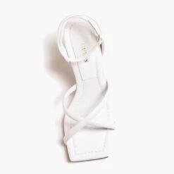 Guess Women's Dezza Leather Heeled Sandals - White -Cheap Stepwise Footwear Store 13629681 1394938913606116