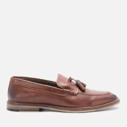 Walk London Men's West Tassel Leather Loafers - Tan
