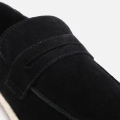 Walk London Men's Cannes Suede Saddle Espadrilles - Black -Cheap Stepwise Footwear Store 13629886 1124952712511044