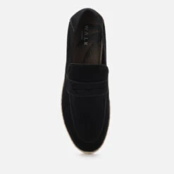 Walk London Men's Cannes Suede Saddle Espadrilles - Black -Cheap Stepwise Footwear Store 13629886 7694952712461211