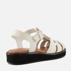 Dune Women's Loch Leather Fisherman Sandals - Ecru -Cheap Stepwise Footwear Store 13635915 1464936642418421