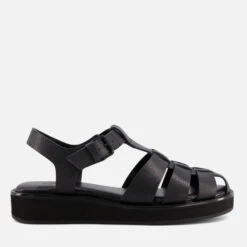 Dune Women's Loch Leather Fisherman Sandals - Black