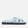 ALOHAS Women's Slip On Cross Leather Sandals - Baby Blue