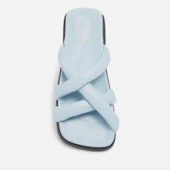 ALOHAS Women's Slip On Cross Leather Sandals - Baby Blue -Cheap Stepwise Footwear Store 13637631 1874960692210549