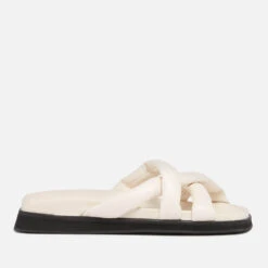 ALOHAS Women's Slip On Cross Leather Sandals - Ivory