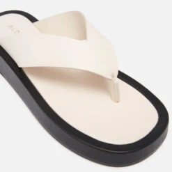 ALOHAS Women's Overcast Leather Toe Post Sandals - Ivory -Cheap Stepwise Footwear Store 13637652 9654960692633558