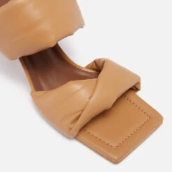 ALOHAS Women's Twist Leather Heeled Sandals - Camel -Cheap Stepwise Footwear Store 13637715 1154960692347760