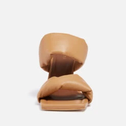 ALOHAS Women's Twist Leather Heeled Sandals - Camel -Cheap Stepwise Footwear Store 13637715 4415052433566417