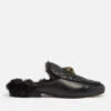 Kurt Geiger London Holly Embellished Faux Shearling-Lined Leather Mules