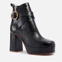 See By Chloé Lyna Leather Platform Heeled Boots -Cheap Stepwise Footwear Store 13831814 2324985810886558