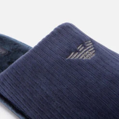 Emporio Armani Logo-Embroidered Chenille Slippers -Cheap Stepwise Footwear Store 13836078 1485003961961440