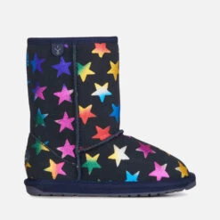 EMU Australia Kids' Star-Print Suede And Sheepskin Boots
