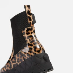 Kurt Geiger London Patent Leopard-Print Leather Chelsea Boots -Cheap Stepwise Footwear Store 13846280 1544993328346999