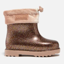 Mini Melissa Toddlers' Corduroy-Trimmed Glittered PVC Wellington Boots