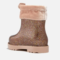 Mini Melissa Toddlers' Corduroy-Trimmed Glittered PVC Wellington Boots -Cheap Stepwise Footwear Store 13859339 1784976262792126