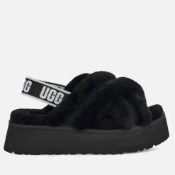 UGG Disco Cross Suede And Sheepskin Slipper Sliders