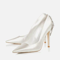 Dune Bluebell Satin Heeled Court Shoes -Cheap Stepwise Footwear Store 13949830 1464986151332495