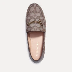 Coach Women's Hanna Jacquard Gold-Tone Chain Leather Loafers -Cheap Stepwise Footwear Store 13993791 5205036668482153