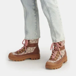 Coach Talia Jacquard, Suede And Leather Lace-Up Boots -Cheap Stepwise Footwear Store 13993828 3935005515024906