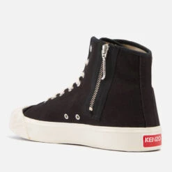 KENZO School Logo-Embroidered Canvas High-Top Trainers -Cheap Stepwise Footwear Store 14013281 1115026053522846