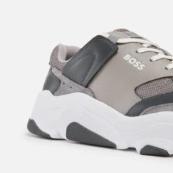BOSS Men's Asher Suede, Leather And Mesh Trainers -Cheap Stepwise Footwear Store 14017916 7955026042458621