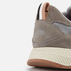 BOSS Men's Titanium Faux Suede And Mesh Trainers -Cheap Stepwise Footwear Store 14017970 5565026043037135