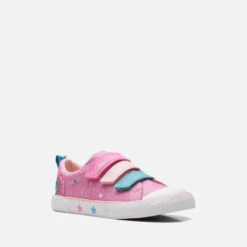 Clarks Kids' Foxing Play Canvas Shoes - Pink -Cheap Stepwise Footwear Store 14193012 6425036703016803