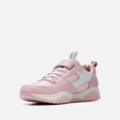 Clarks Kids' Pokémon Grip Pearl Leather Trainers - Pink -Cheap Stepwise Footwear Store 14193057 1135028904313997