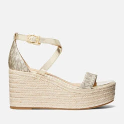 MICHAEL Michael Kors Serena Wedged Faux Leather Jute Sandals