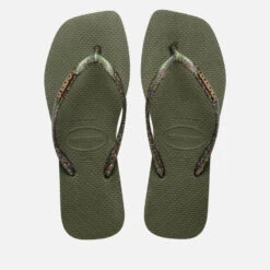 Havaianas Slim Square Logo Metallic Rubber Flip Flops