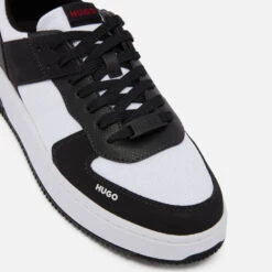 HUGO Men's Kilian Tennis Canvas And Faux Leather Trainers -Cheap Stepwise Footwear Store 14265107 1635052751715943