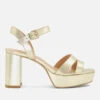 Dune Womens Molten Leather Mid-Platform Sandals - Gold